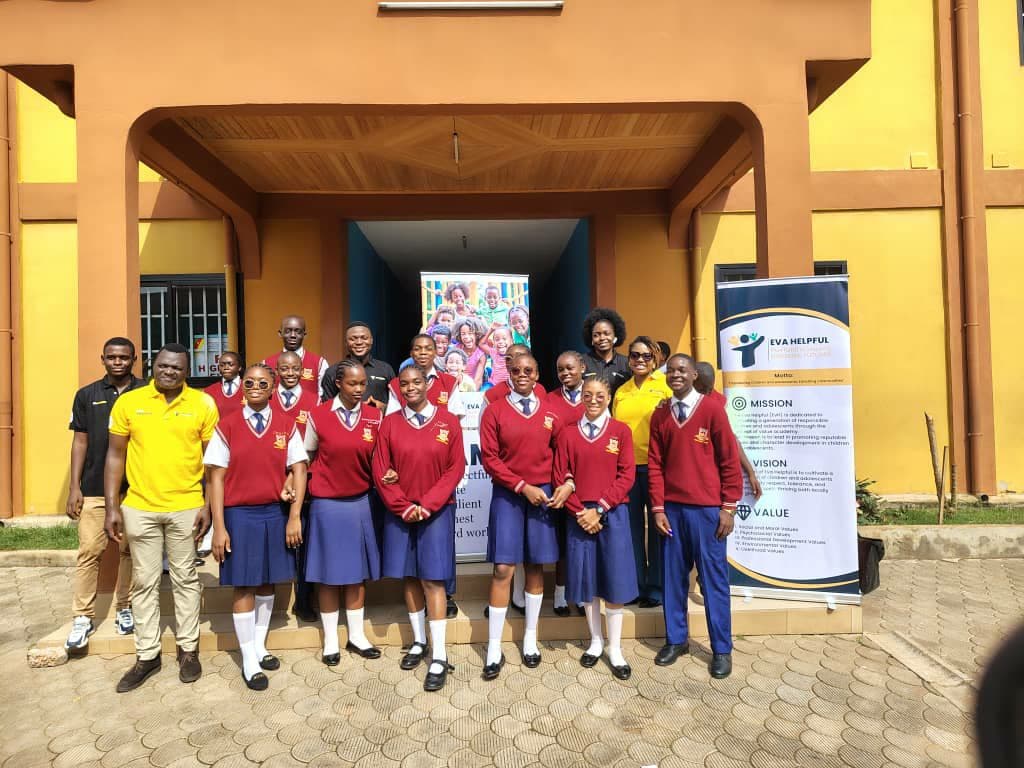 Eva Helpful Foundation volunteers and facilitators with learners in Cameroon